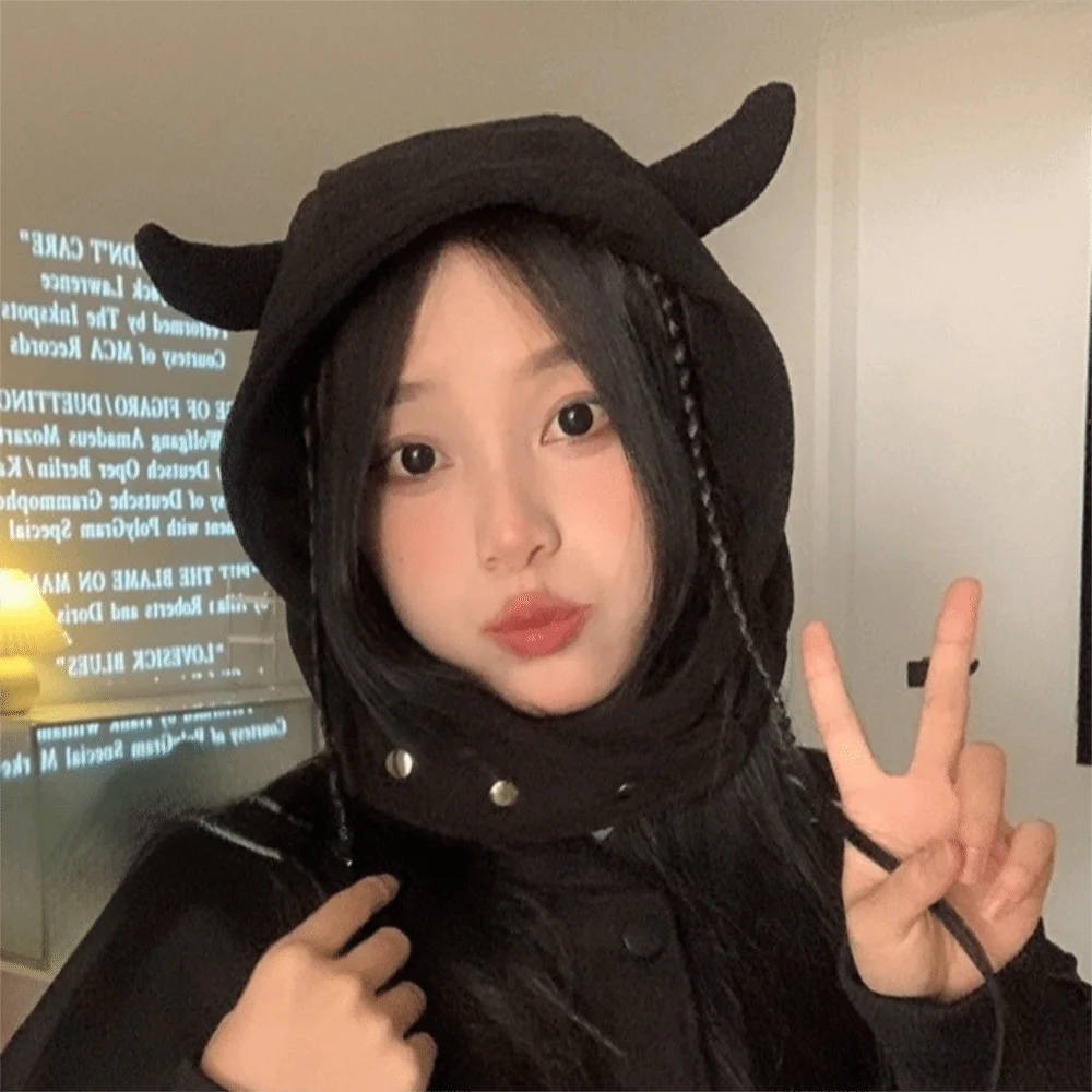 Casual Ear Protection Demon Ear Hat Solid Color Plush Lei Feng Cap Adjustable Warm Winter Pullover Cap Autumn/Winter