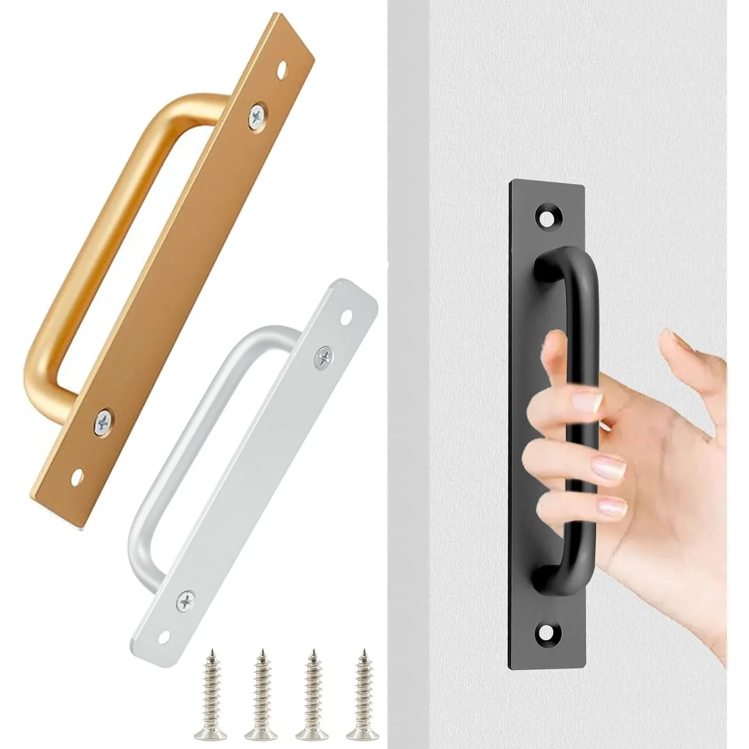 Sliding Barn Door Handle, Aluminium Alloy Cabinet Door Handle Hardware for Wardrobe Cupboard Closet Garage Shed with Screws