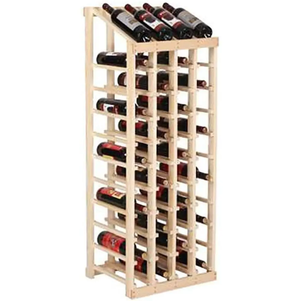 

Винная полка из массива дерева на 44 бутылки - Напольная подставка-витрина для хранения и демонстрации виски, бренди и винного напитка для винного погреба или бара