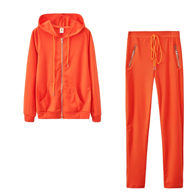 Autumn and Winter European and American Fashionable Sports and Leisure Solid Color Suits Personalized Zipper Pocket Two-piece Se
