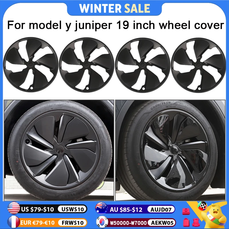 4PCS Wheel Covers 19 Inch for Tesla Model Y Juniper 2025 Replacement for 19