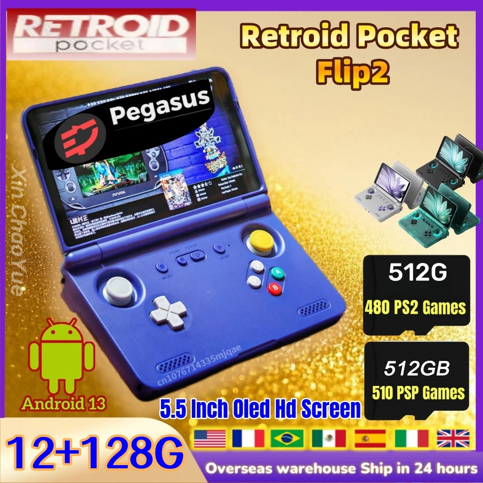 Retroid Pocket Flip 2 Retro Handheld Game Console Video Game