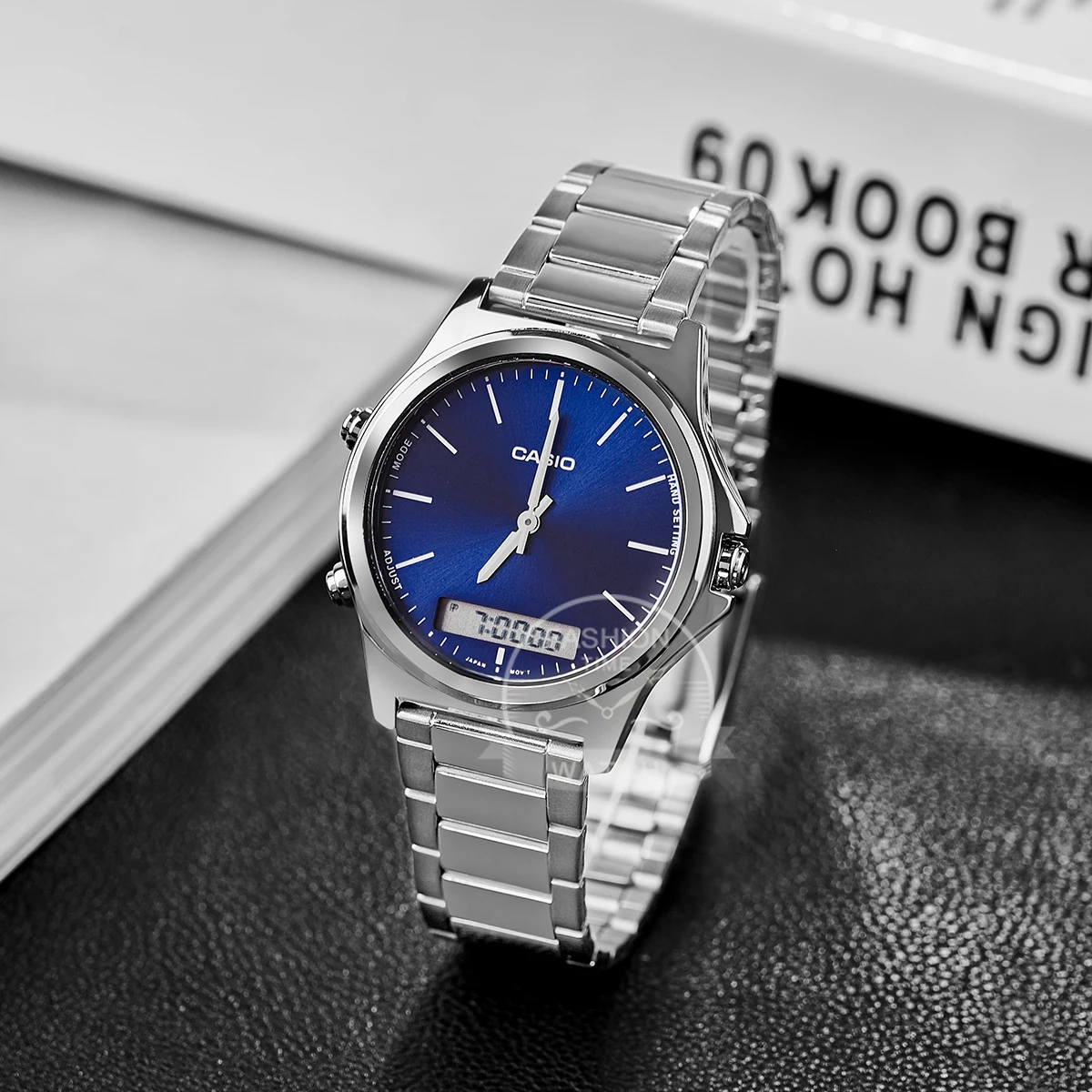 카시오 남성용 시계 탑 세트 50m 방수 크로노그래프, 캐주얼 시계 남성용 손목시계