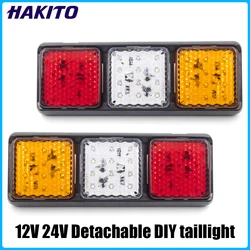 2pcs 12V 24V Detachable DIY taillight Stop Rear Brake Turn Signal Function Indicator Lamp Reversing light For Lorry Caravans