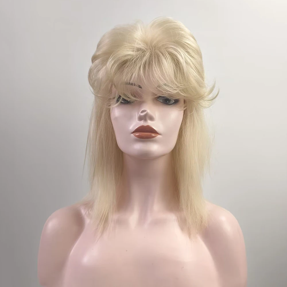 HAIRJOY Women Synthetic Hair Blonde Curly Mullet Wigs 70S 80s Punk Rock Rockstar Wig Costume Wig Rocker Cosplay Halloween Wig