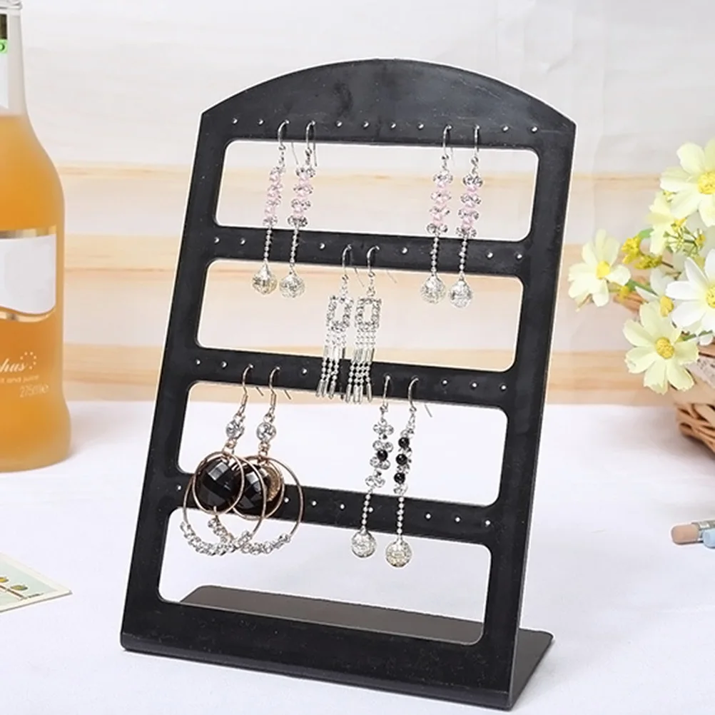 منظم أقراط أكريليك، حامل عرض 48 فتحة، حامل أقراط متدلي، صينية رف سوداء سهلة الوصول، عرض النقل #2