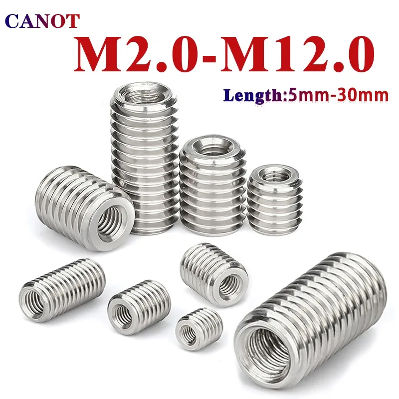 2-5pcs 304 Stainless Steel Inside Outside Thread Adapter Screw Nuts Insert Sleeve Converter Nut Coupler M2 M3 M4 M5 M6- M12 M20