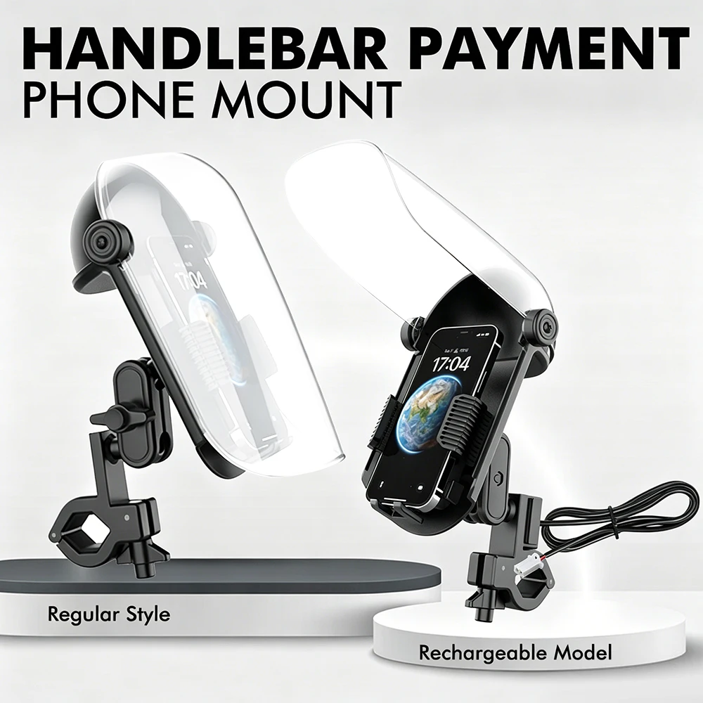 Electric Bike Phone Mount with Sunshade, Rain Protection, UV Protection Delivery Riding Motorcycle Sun Visor Phone Holder