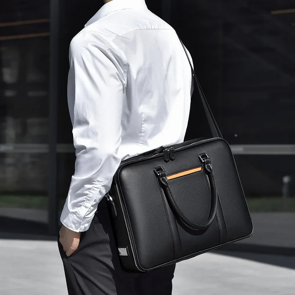 Imagem -02 - Bolsa de Laptop Masculina com Sentido Avançado Bolsa de Negócios de Grande Capacidade Multifuncional à Prova Dágua Computador Escritório Bolsa de Ombro