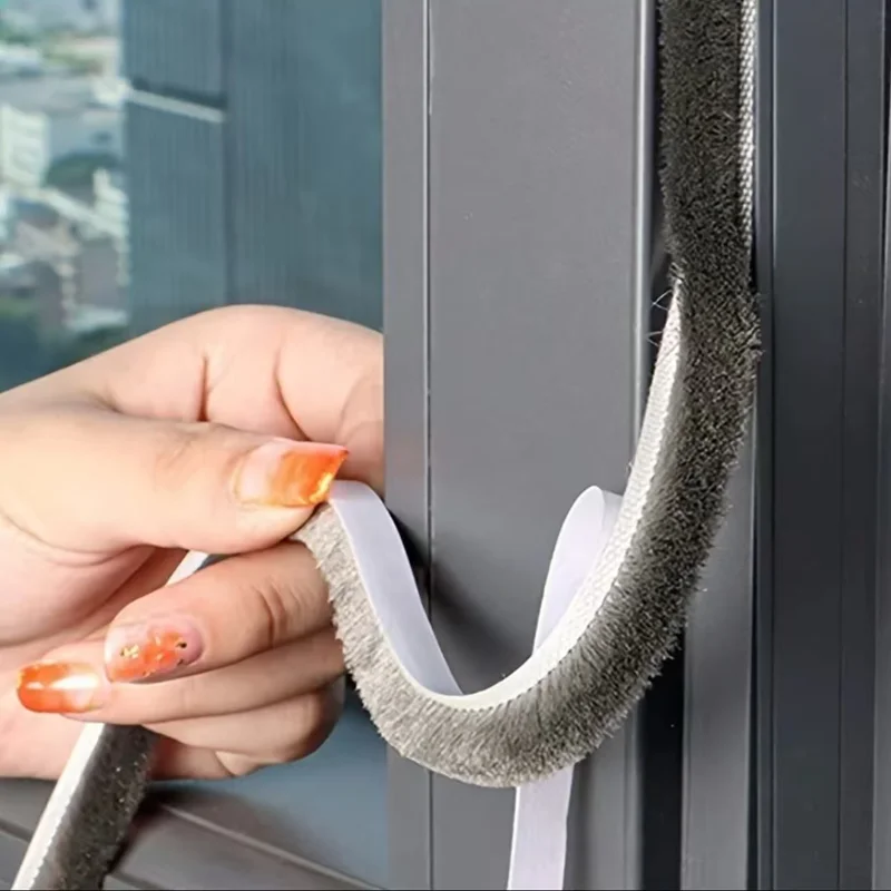 Gray Black White Brown 5/10/20M Soundproof Self-adhesive Sealing Strip For Doors Windows Brush For Wardrobe Windproof Dustproof
