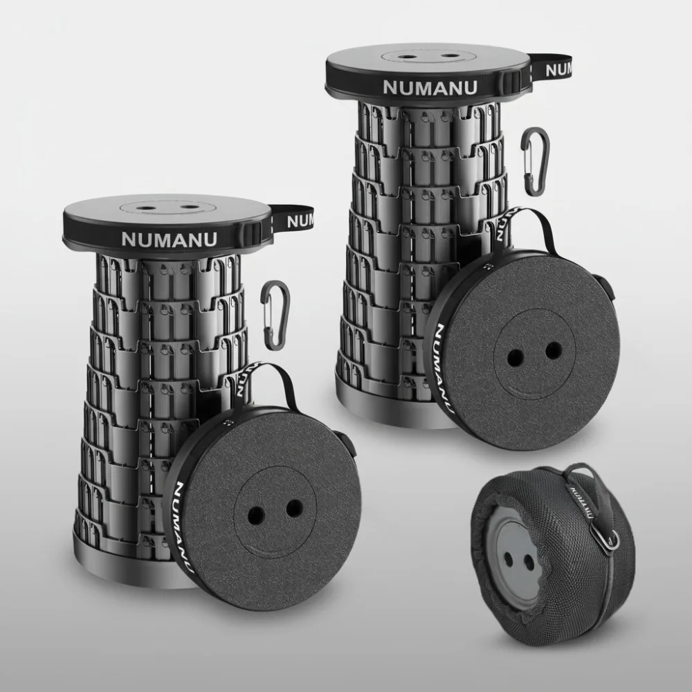 

2025 Upgraded 2PK Collapsible Stool, 620lbs Capacity, 18"H Adjustable Portable Folding Seat for Camping & Outdoor