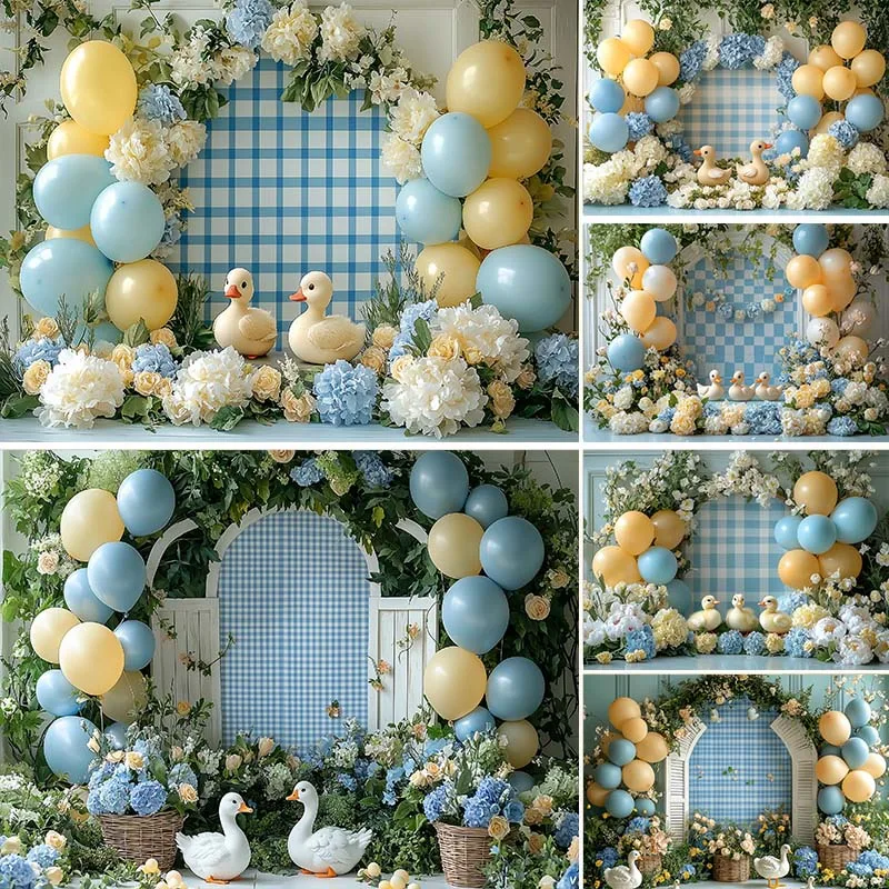 

LS Photography Backdrop One Silly Goose Floral Balloon Decor Girls Birthday Party Baby Shower Kids Portrait Backdrop Studio