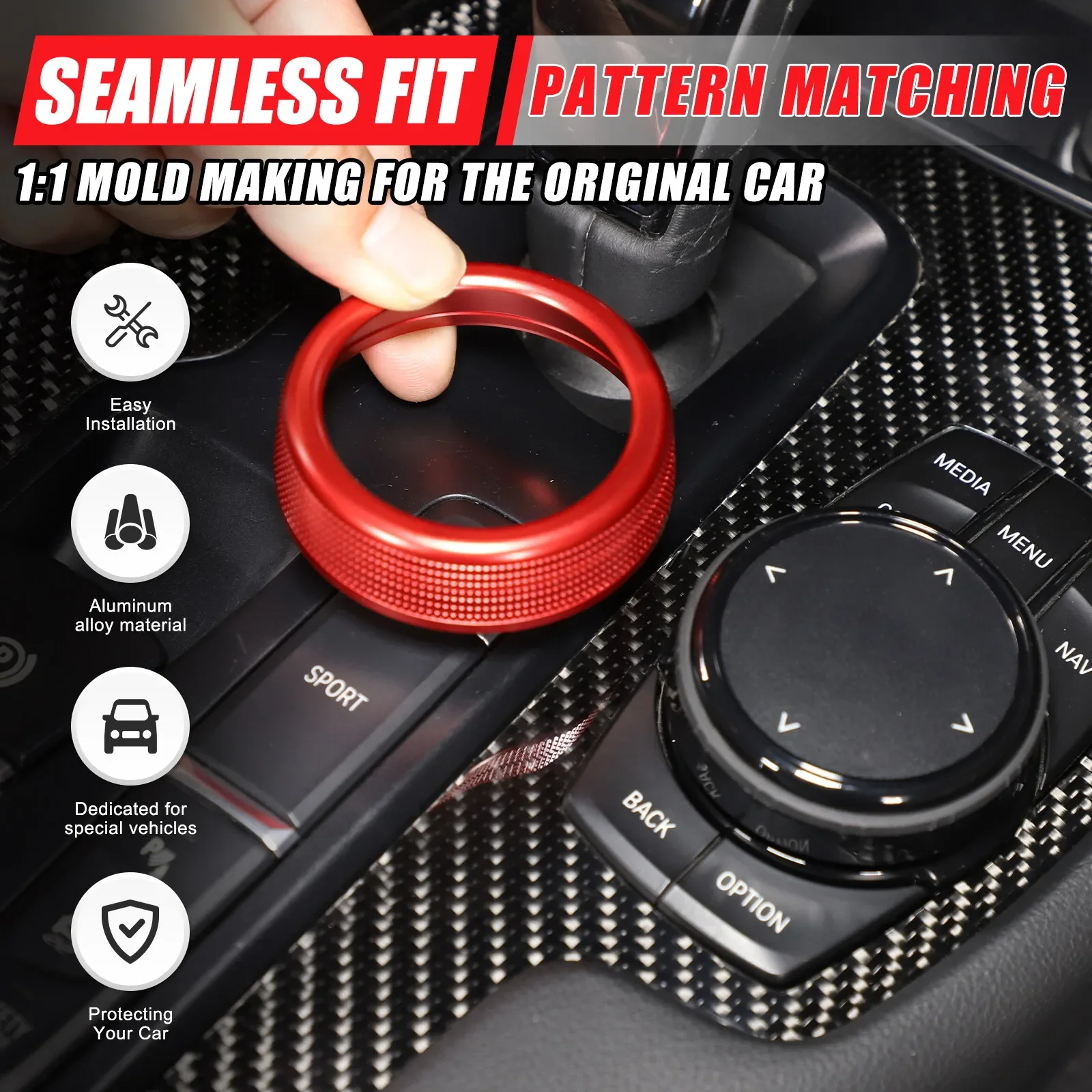 

Alloy Car Console Multimedia Knob Ring For Toyota GR Supra A90 2019-2025 Air Condition Volume Adjustment Button Knob Ring Cap