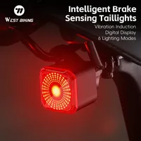 WEST BIKING Bike Tail Light Smart Sensing MTB Road Bike Rear Light IPX5 Waterproof Type-C Charging Taillight Cycling Accessory