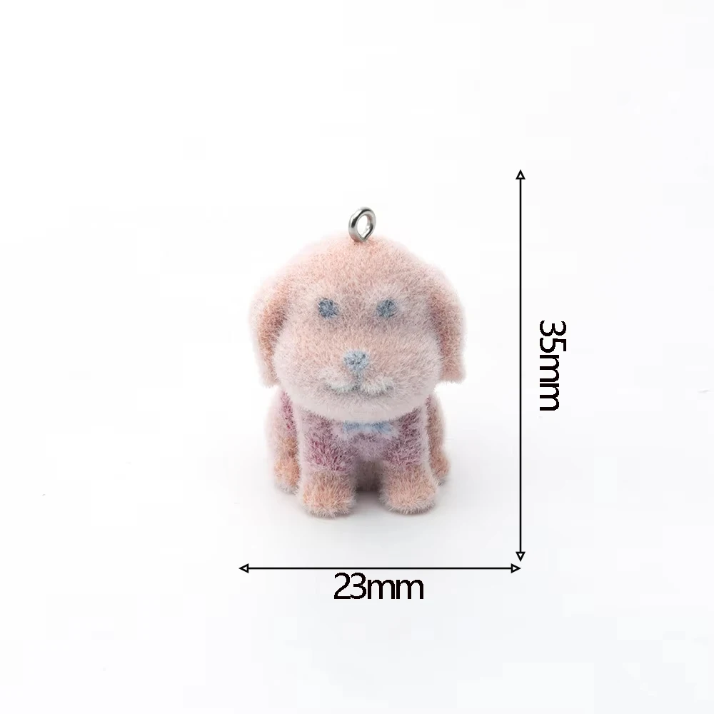 20PCS Resin Flocking yellow Dog Charms Plush Animal Doll Pendant for Necklace Keychain Making DIY Jewelry Accessories Wholesale