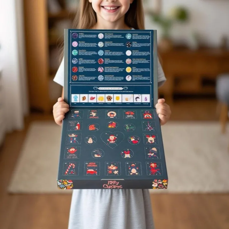 24 شبكة عينة معدنية من الكريستال الطبيعي تقويم القدوم صندوق مفاجأة عيد الميلاد للأطفال مجموعة هدايا الحفلات الممتعة #1