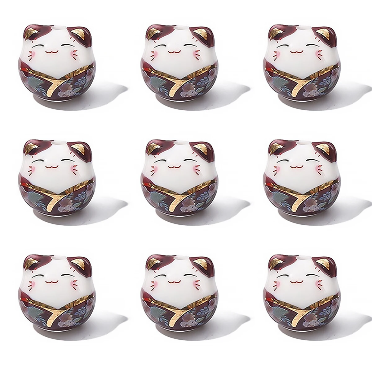 15x14mm Cute Animal Lucky Cat Porcelain Beads Earrings For Women Jewelry Bracelet Keychain Loose DIY Ceramic Beads