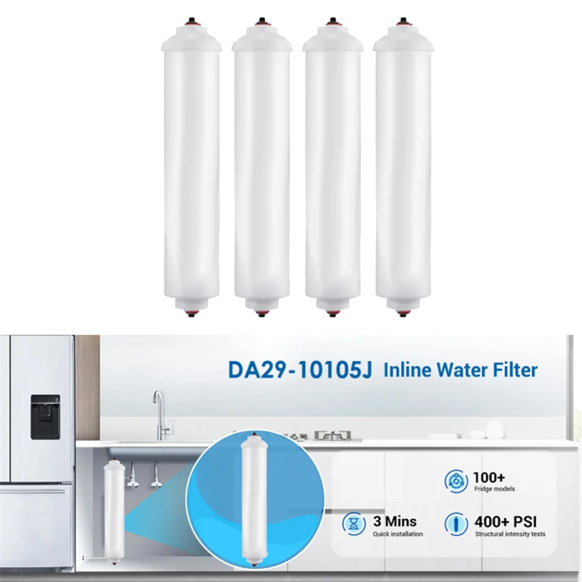 A619T NEW~DA29-10105J Inline Water Filter Refrigerator Filter Element Coconut Shell Activated Carbon Rod Filter Element 4 Pcs