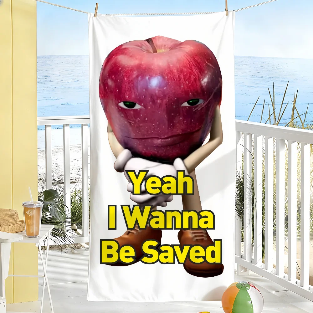 Apple Face Meme Towel – Soft, Quick-Dry, Absorbent Beach Towel for Pool, Gym, Travel, Camping & Shower