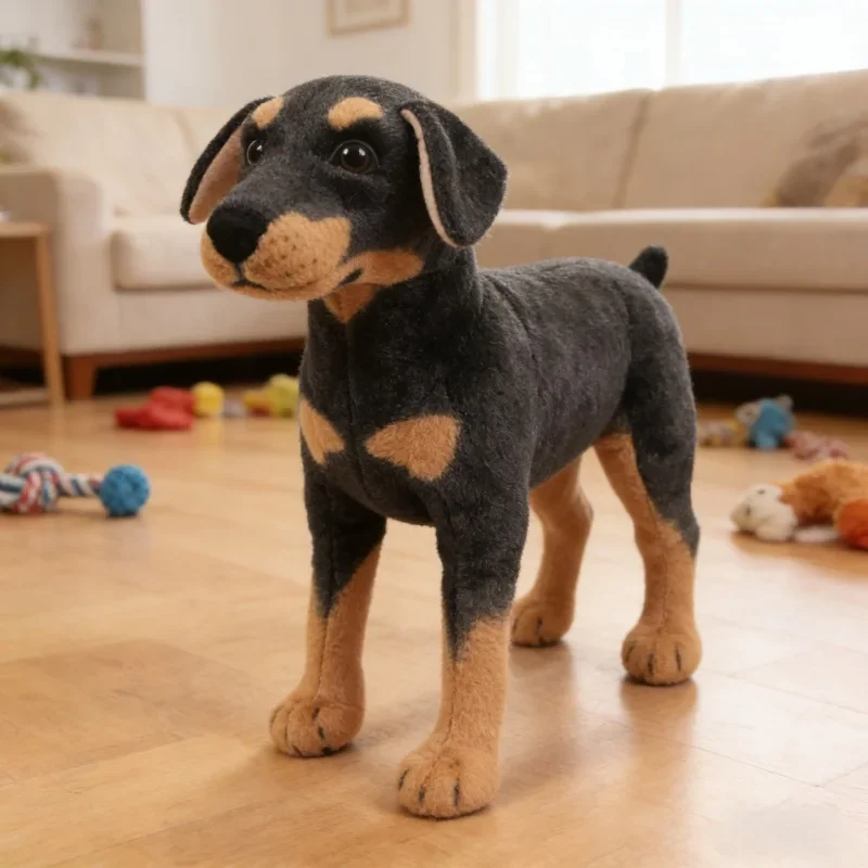 

Реалистичная стоячая черная плюшевая игрушка-собака, имитация животного, кукла, подарок для детей, реквизит для фотосессий, плюшевая игрушка для комфорта детей