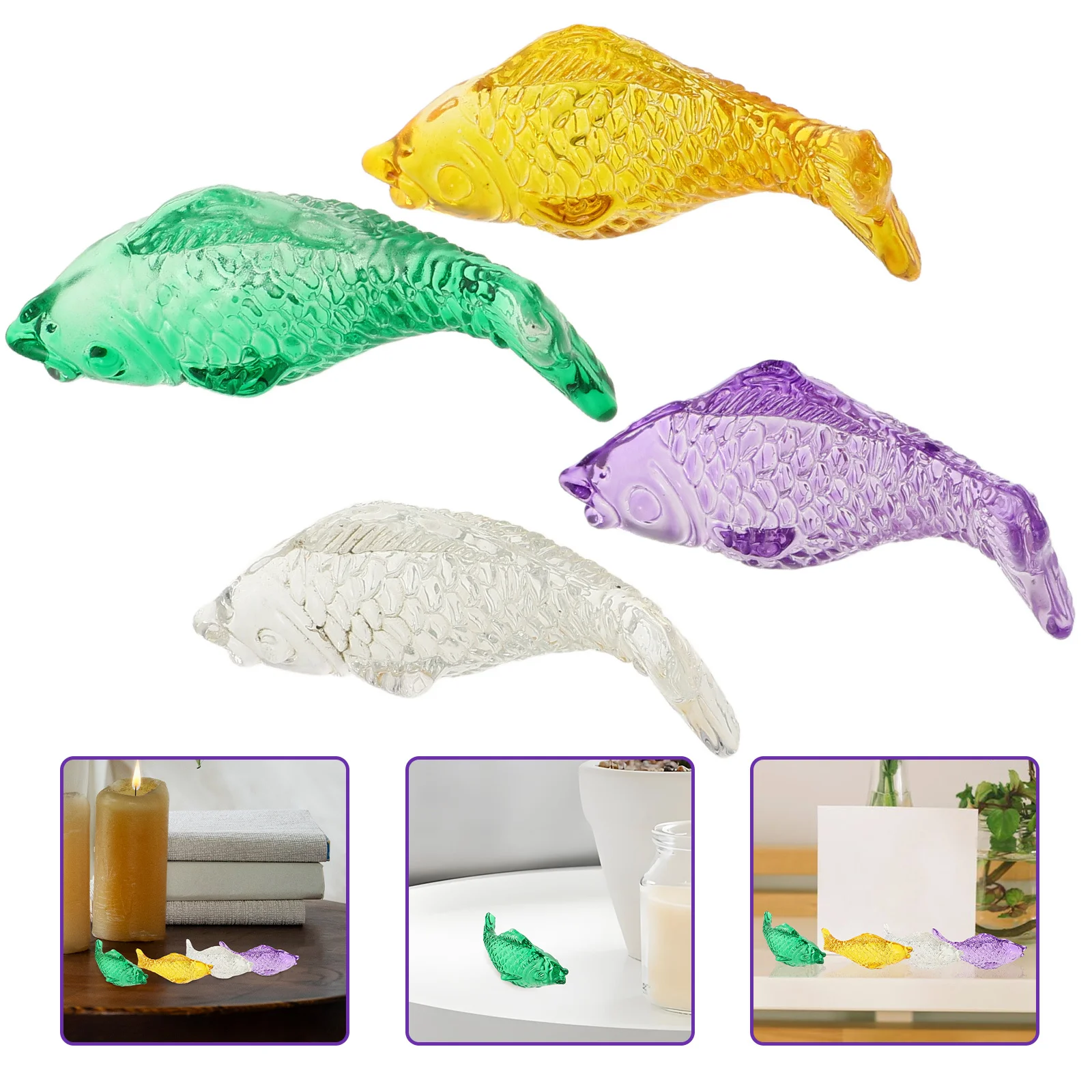 

4 шт., стеклянная рыба, красивое ремесло, нежная текстура, домашний офис, ресторан, декоративная рыба, декор для аквариума, декор для аквариума