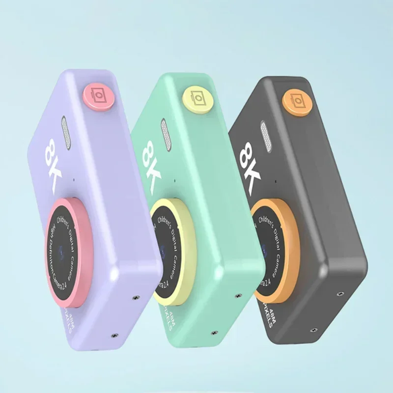 

Mini Camera with 2.4-inch HD Display for Kids 32 GB Dual Front and Rear Camera USB Charging Cartoon Camera Stickers for Kids