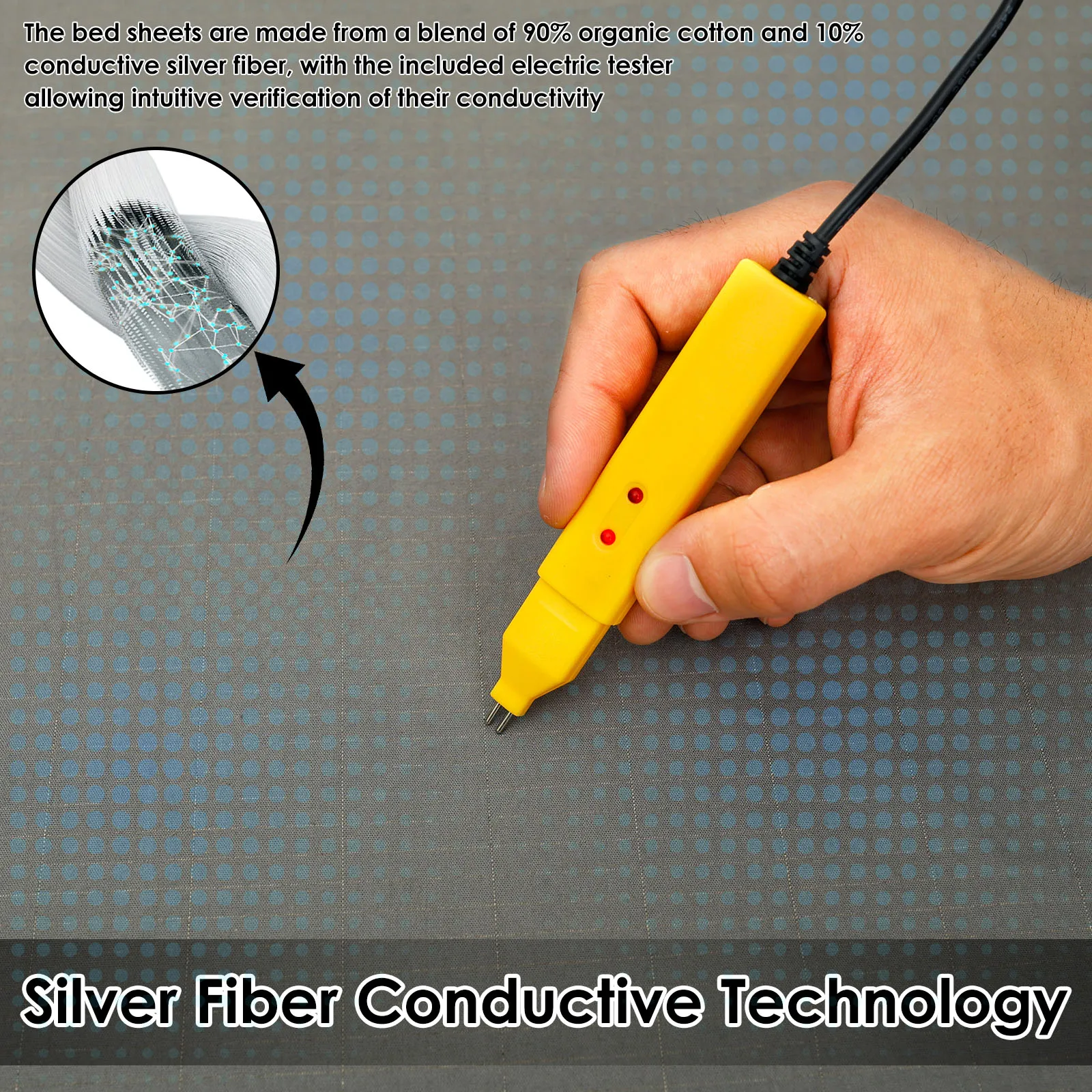 حصيرة سرير التأريض 60x266 سنتيمتر ملاءات علم السرير المضادة للكهرباء الساكنة مع سلك التأريض وقلم الاختبار الفراش الناعم لتحسين النوم