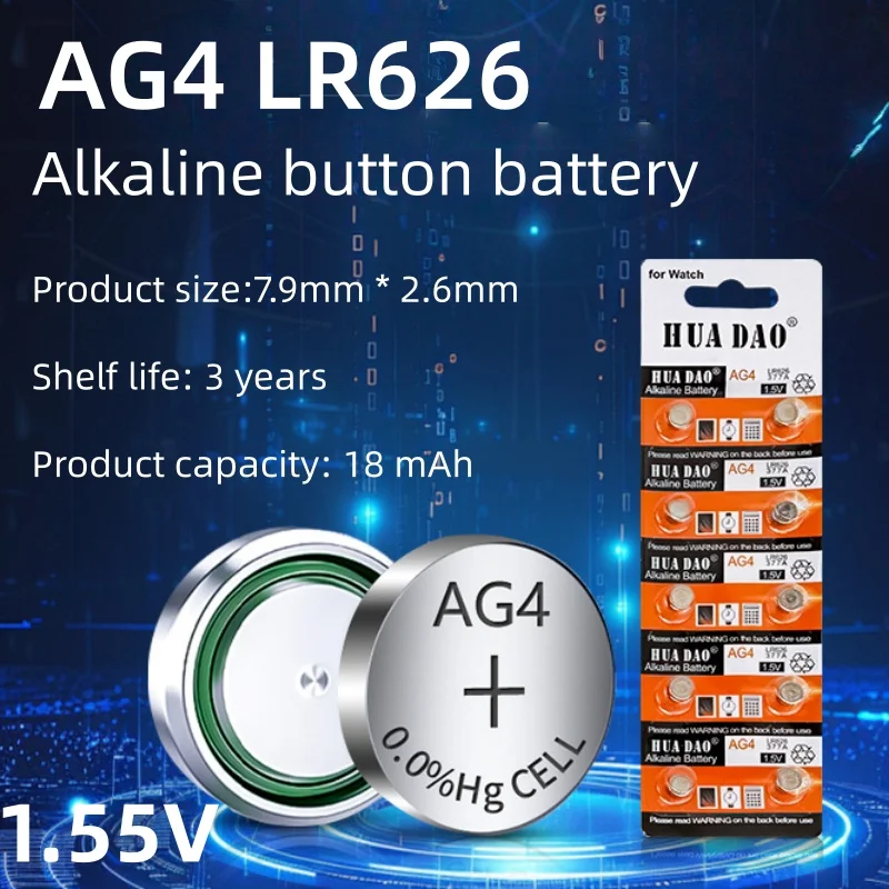 

AG4 LR626 SR626SW 1.55V SR66 LR66 Watch Battery 377A Silver Battery Button Coin Cell for Toy Remote Control Camera 1.55V