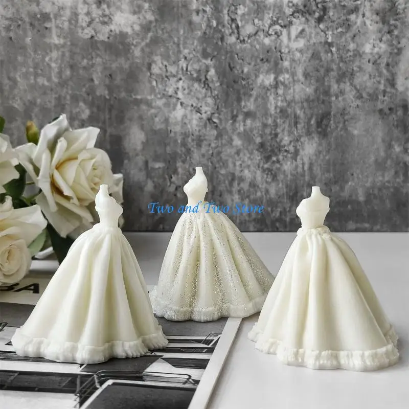 HX6F Elegant Wedding Dress Silicone Mold for Creating Soap and Resin Art Projects Aromatherapys Mould Jewelry Tool