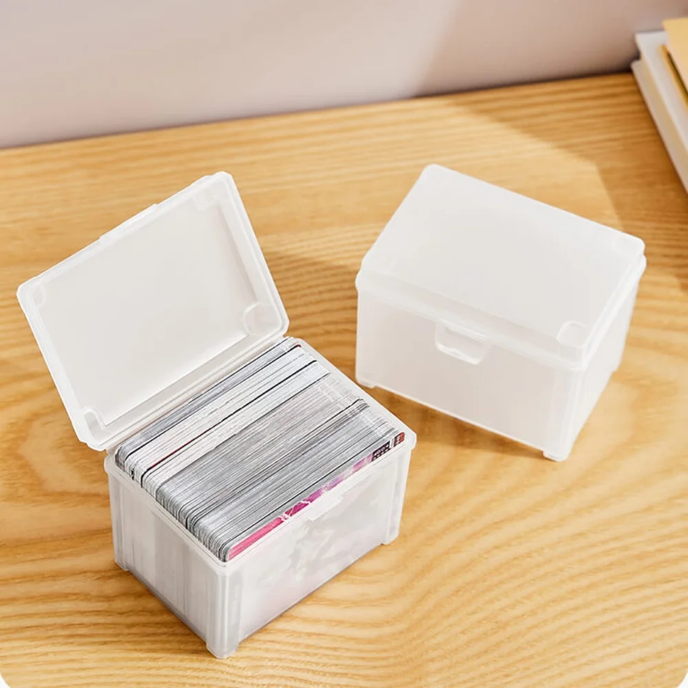 1pc Small Plastic Cards Cases Folder Stackable Flip-Top Jewelry Box Desktop sundries Photo Cards Storage Organizer Packaging Box