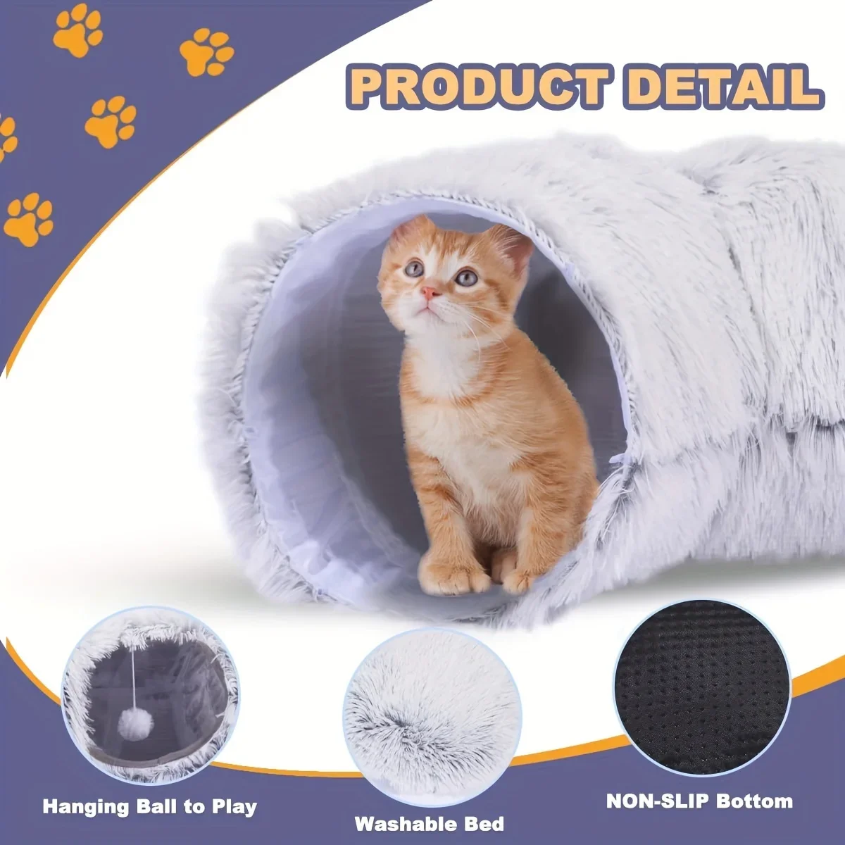 Plush Cat Bed with Tunnel for Indoor Cats Multi-functional 2-in-1 Cat Channel Nest Pet Supplies Simple Storage Pet Cat Tunnel