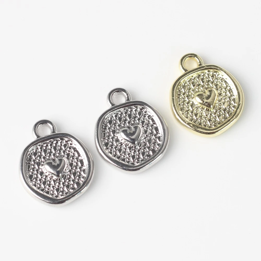

10pcs Simple Circle Coin Heart Shape Charms Pendant Earring Necklace Bracelet Jewelry Making DIY Handmade Ornaments Accessories