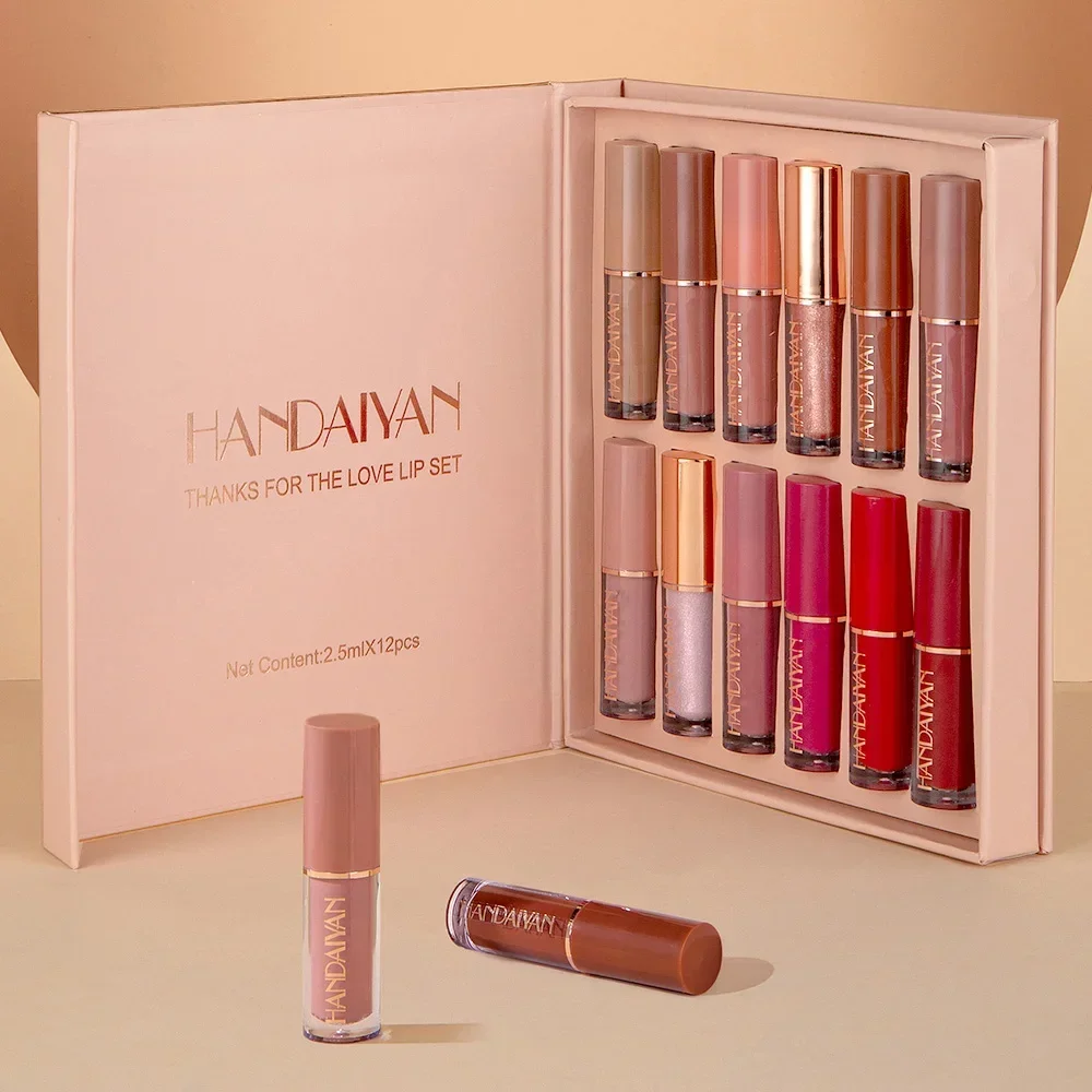 Rouge à lèvres liquide haute brillance, transparent, clair Jules, brillant, ensemble de maquillage, étanche, longue durée, cosmétiques, 12 pièces, boîte 256