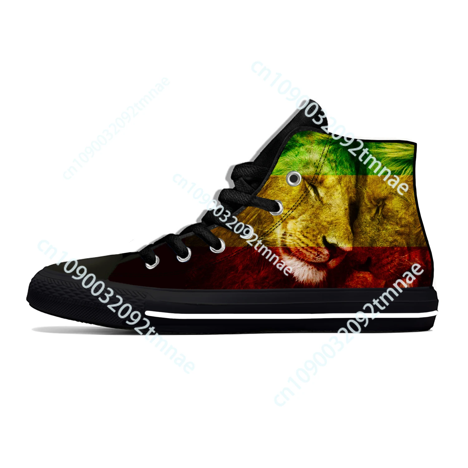 Hot Cool Ethiopia Flag Lion of Judah Reggae Rasta Fashion High Top Lightweight Men Women Sneakers Breathable Summer Custom Shoes