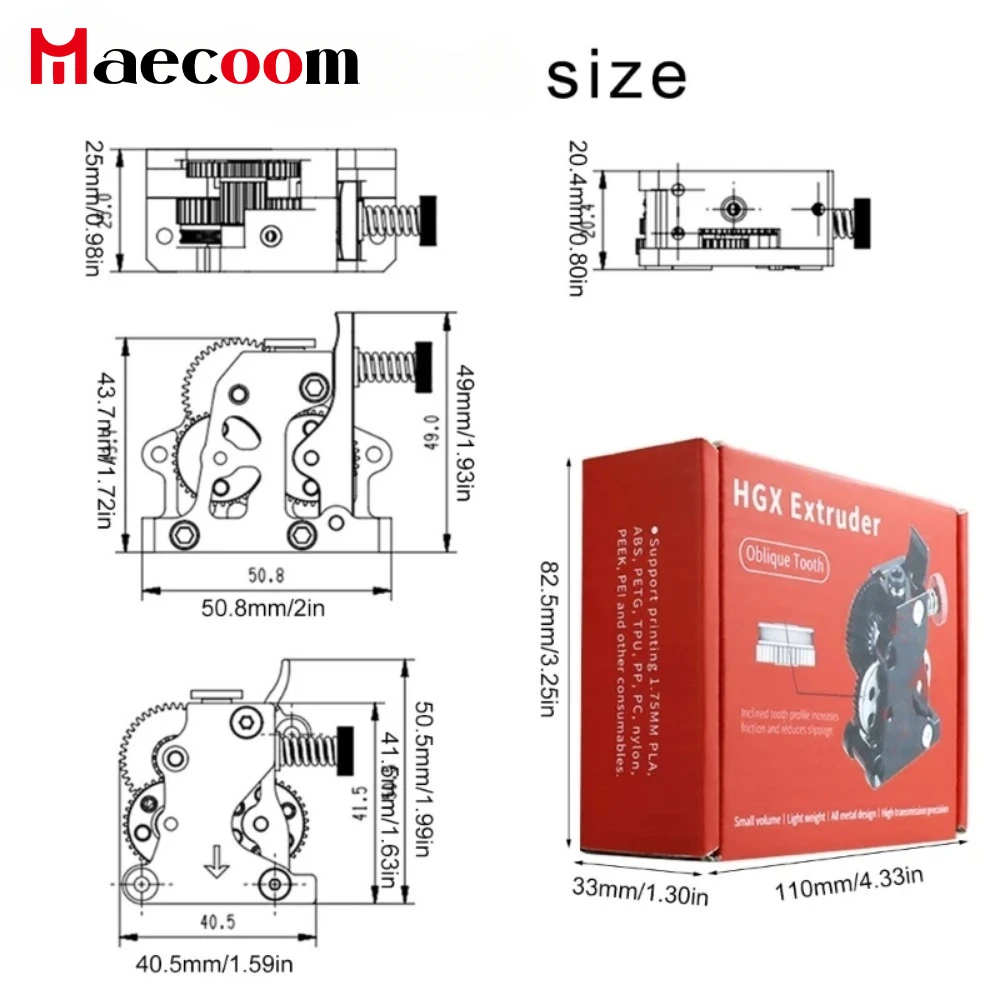 Upgraded HGX LITE 2.0 Extruder Helical Tooth Large Gear POM Drive Extruder Gear Camouflage All Metals Wear-Resistant Drive Wheel