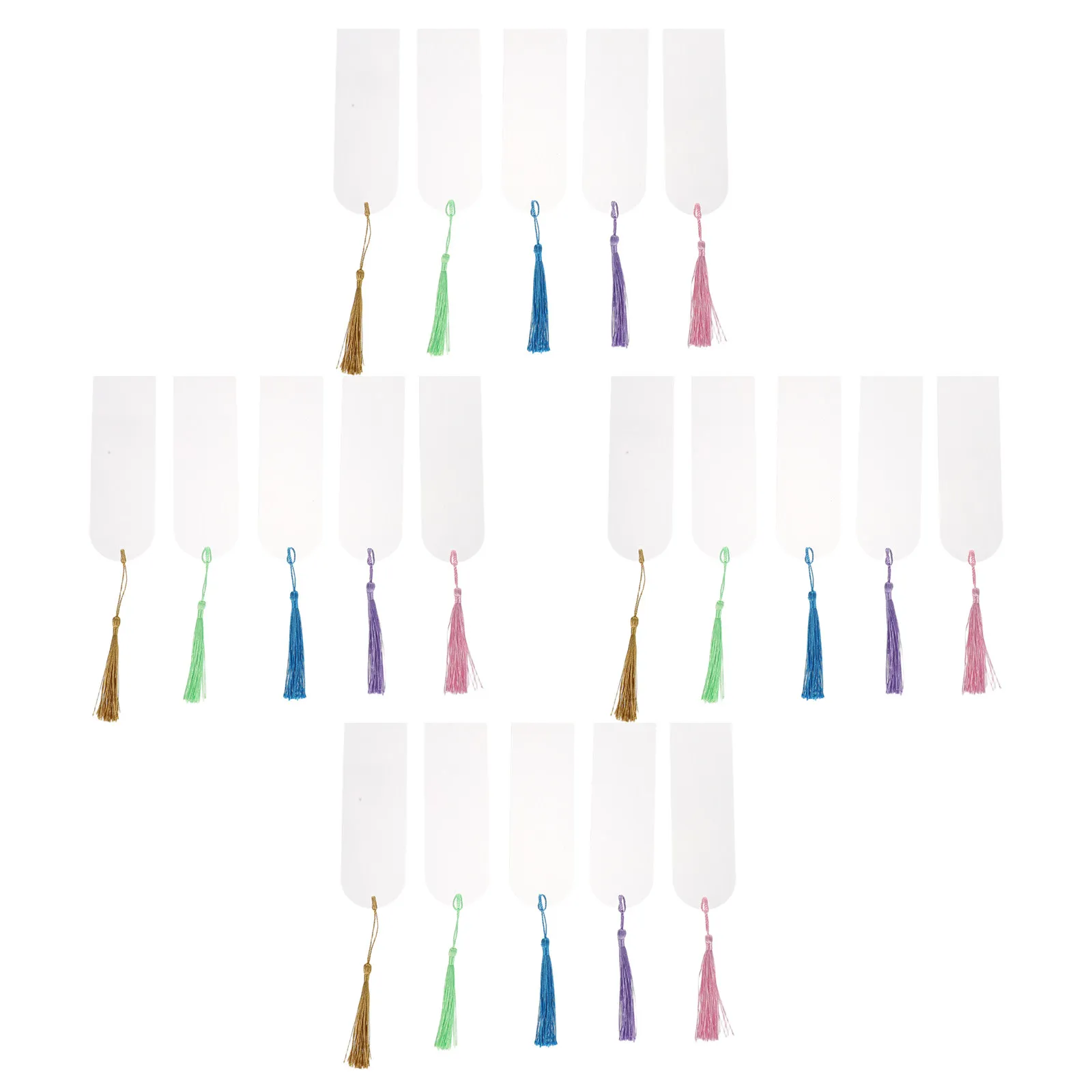 20Sets Clear Acrylic Bookmark Blanks Colorful Tassels DIY Acrylic Page Markers Craft Kit Bulk Bookmarks for DIY Crafting