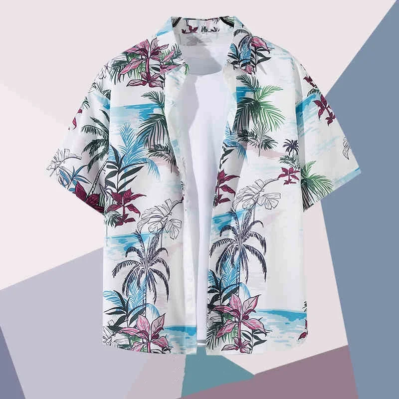 Men's 3D printed short-sleeved T-shirt featuring a fun and quirky Hawaiian style perfect for parties bars and summer outings