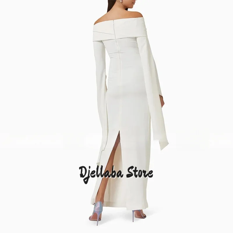 

Ivory Prom Dress Long Sleeves Off the Shoulder Simple Women's Evening Gowns Sheath/Column Maxi Formal Evening Dresses Custom