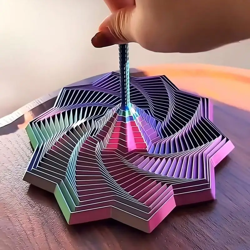 Modelo de Estrella Sensorial Expandible Impreso en 3D, Ilusión Visual Hexagonal, Espiral Giratoria, Adornos, Juego de Mesa para Aliviar el Estrés