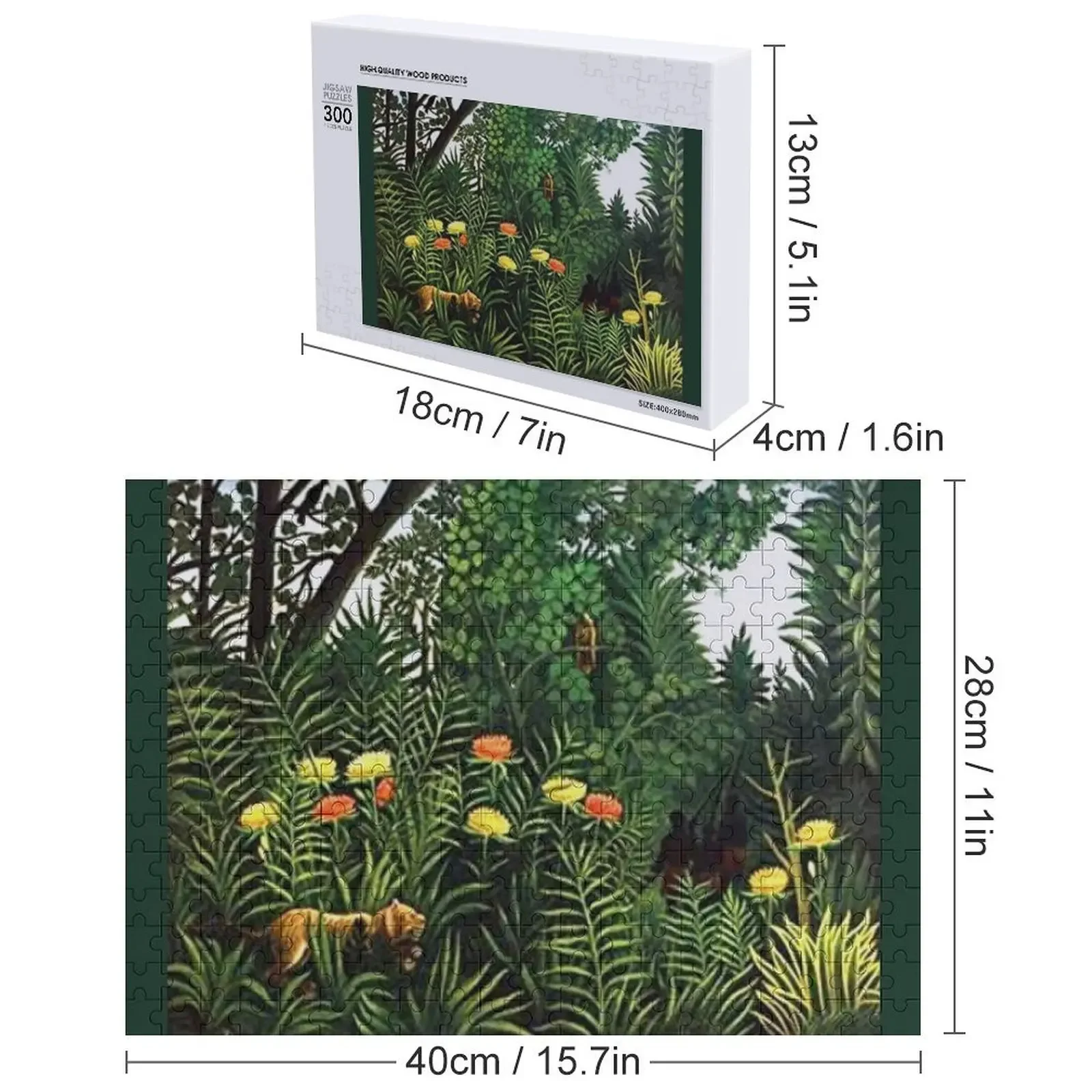 Henri Rousseau - Tigar Puzzle Drewniane Puzzle z Własnym Imieniem dla Dorosłych, Drewniana Dekoracja, Obrazy, Puzzle