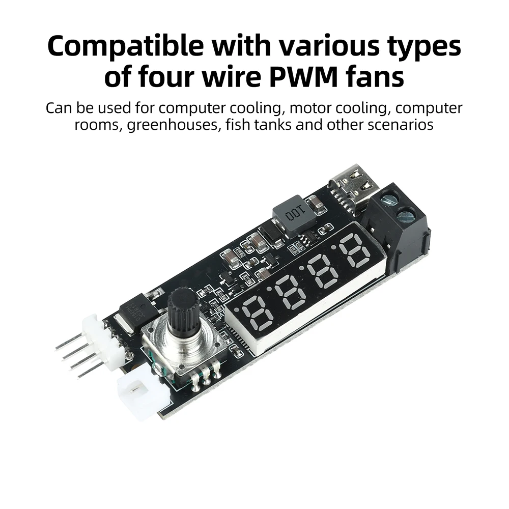 Vierkanaliger PWM-Lüftergeschwindigkeitsregler mit Digitalanzeige, 5-24V Weitspannung, 5A Hochleistungs-Kühlmodul für PC-Hardware – Detail 22