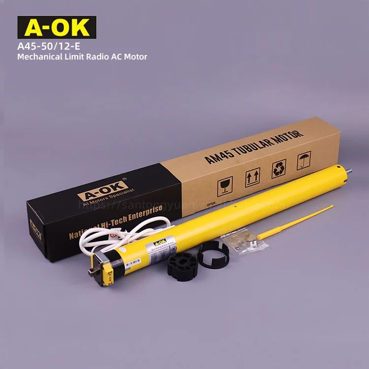 

A-OK AM45-50/12-E Наружный солнцезащитный козырек Моторизованные рулонные жалюзи 50 нм Жалюзи 45 мм Трубчатый двигатель AOK