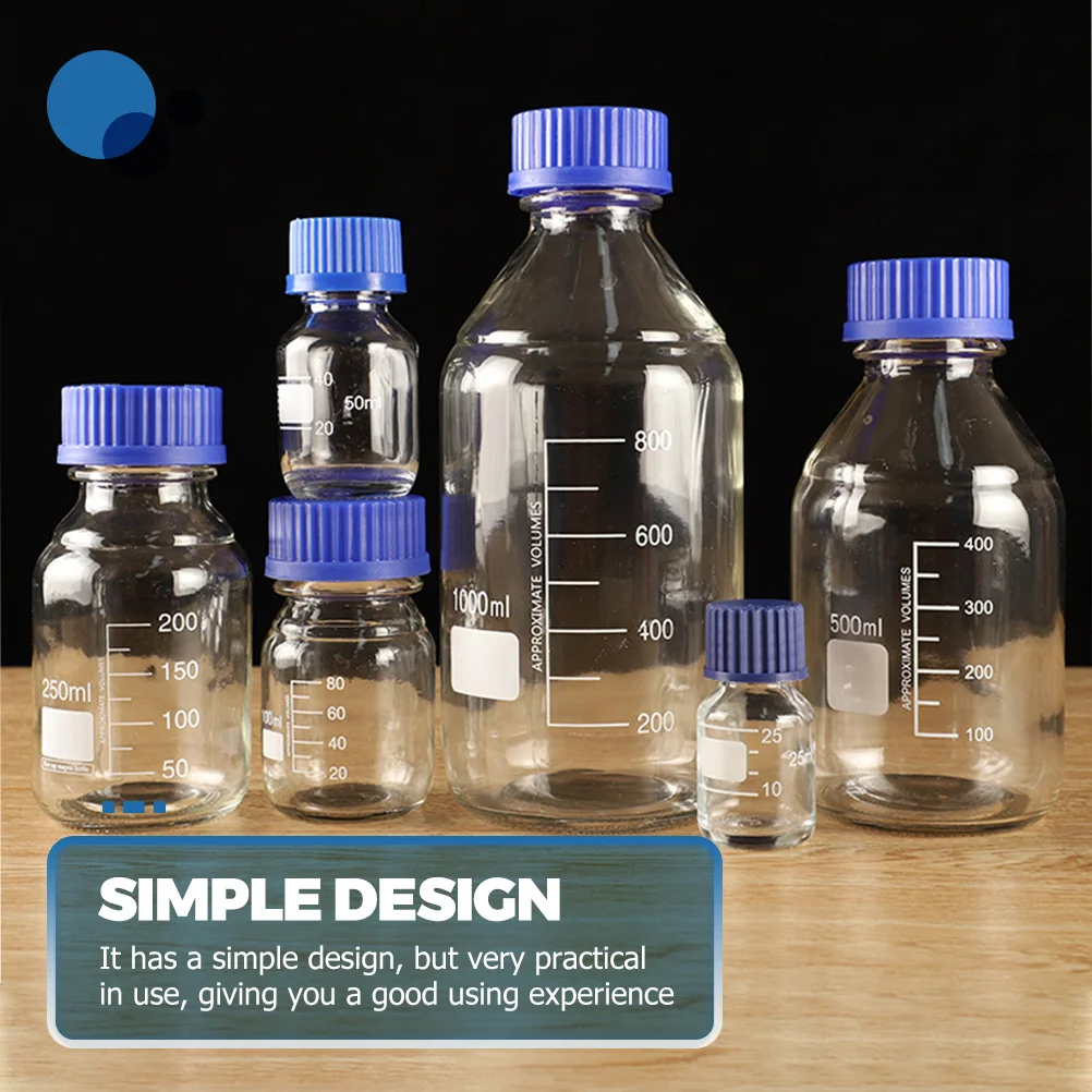 3Pcs Reagent Bottles Glass Chemical Bottle Durable Leakproof Sealing Container for Laboratory Sample Storage Glass Sample Bottle