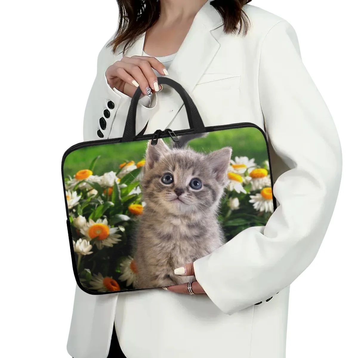 Lovely Cat Laptop Hand Bags High Quality Leisure Universal Case Cover Pouch Classic Animal Computer Tablet Bag Sac A Mains femme