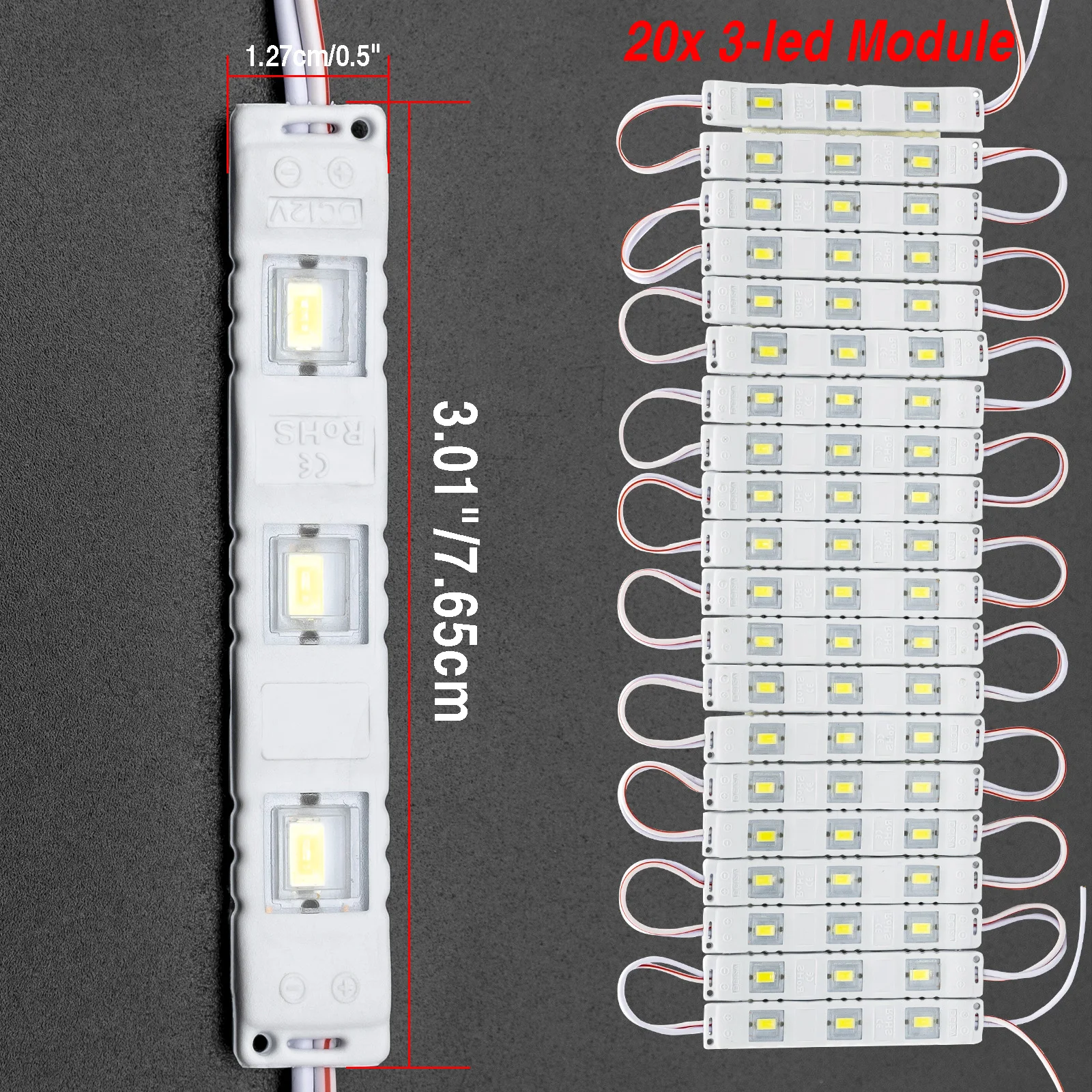 Striscia LED 12V Per Interno Furgone – 60 LED, 20 Moduli, Lunghezza 5m, Luce Bianca, Impermeabile IP65 Per Camper, Barca, Garage