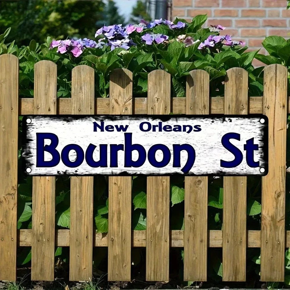 Bourbon St New Orleans Vintage Metal Sign,Jazz Bar Wall Art,Indoor Home Bar Decor,Decoration‑Only