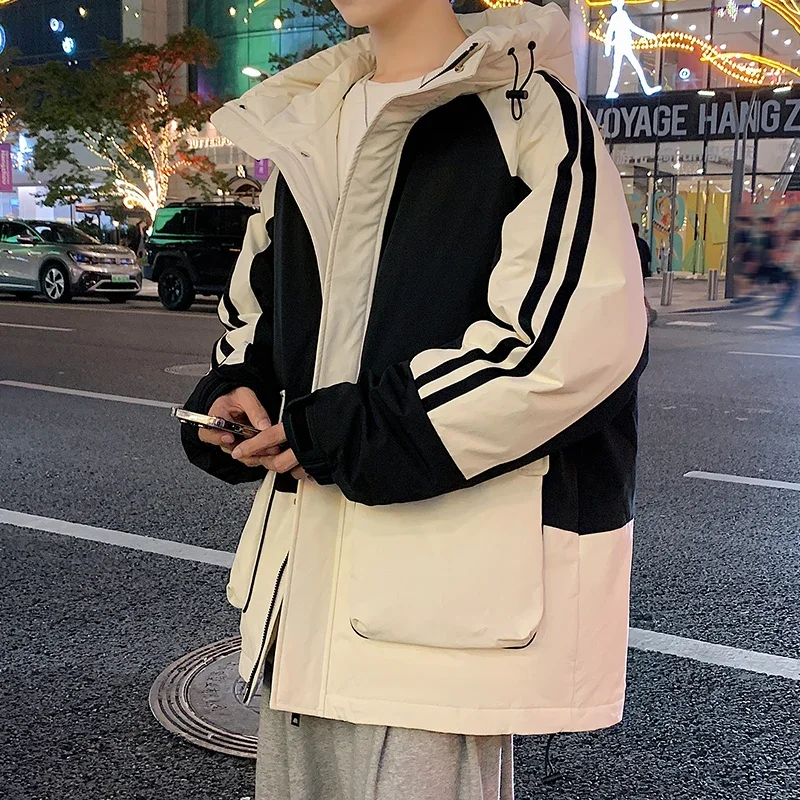 

Мужская новая зимняя модная универсальная морозостойкая теплая куртка со шляпой, куртка с перьями, удобная дышащая повседневная куртка