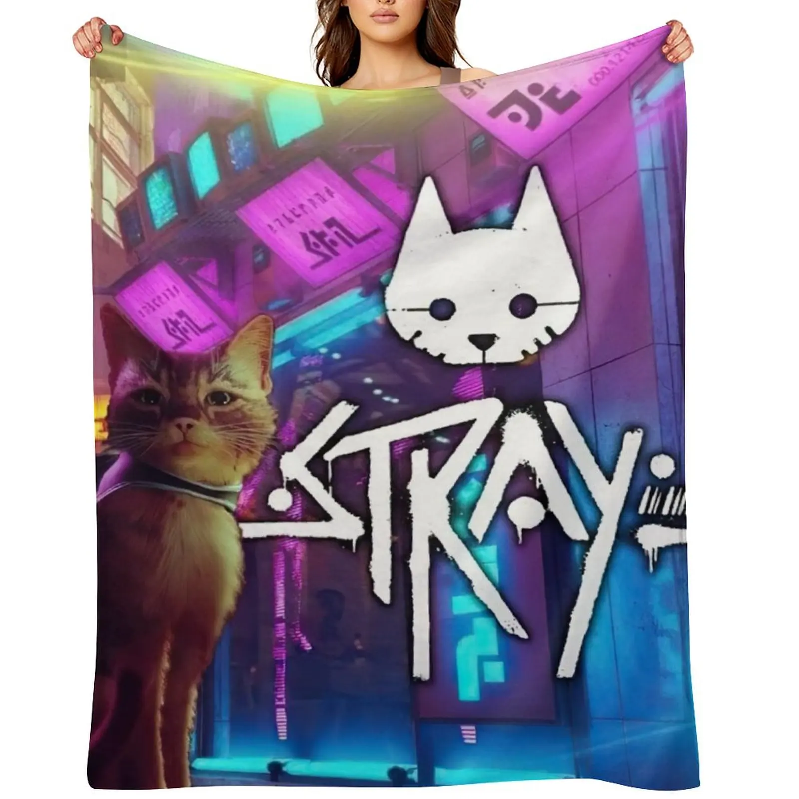 

stray game cat sad Throw Blanket Soft Bed Fashionable Bed covers for babies Blankets