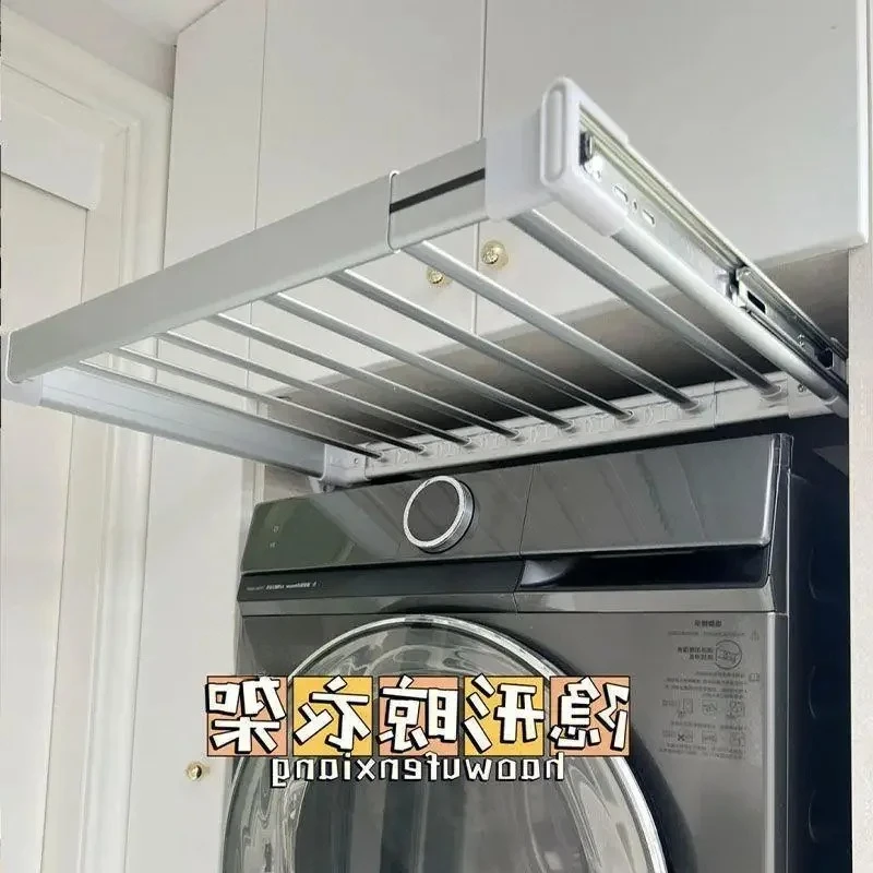 washing machine, pants rack, wardrobe, built-in pull-out basket, drawer style balcony pants, slide rail storage