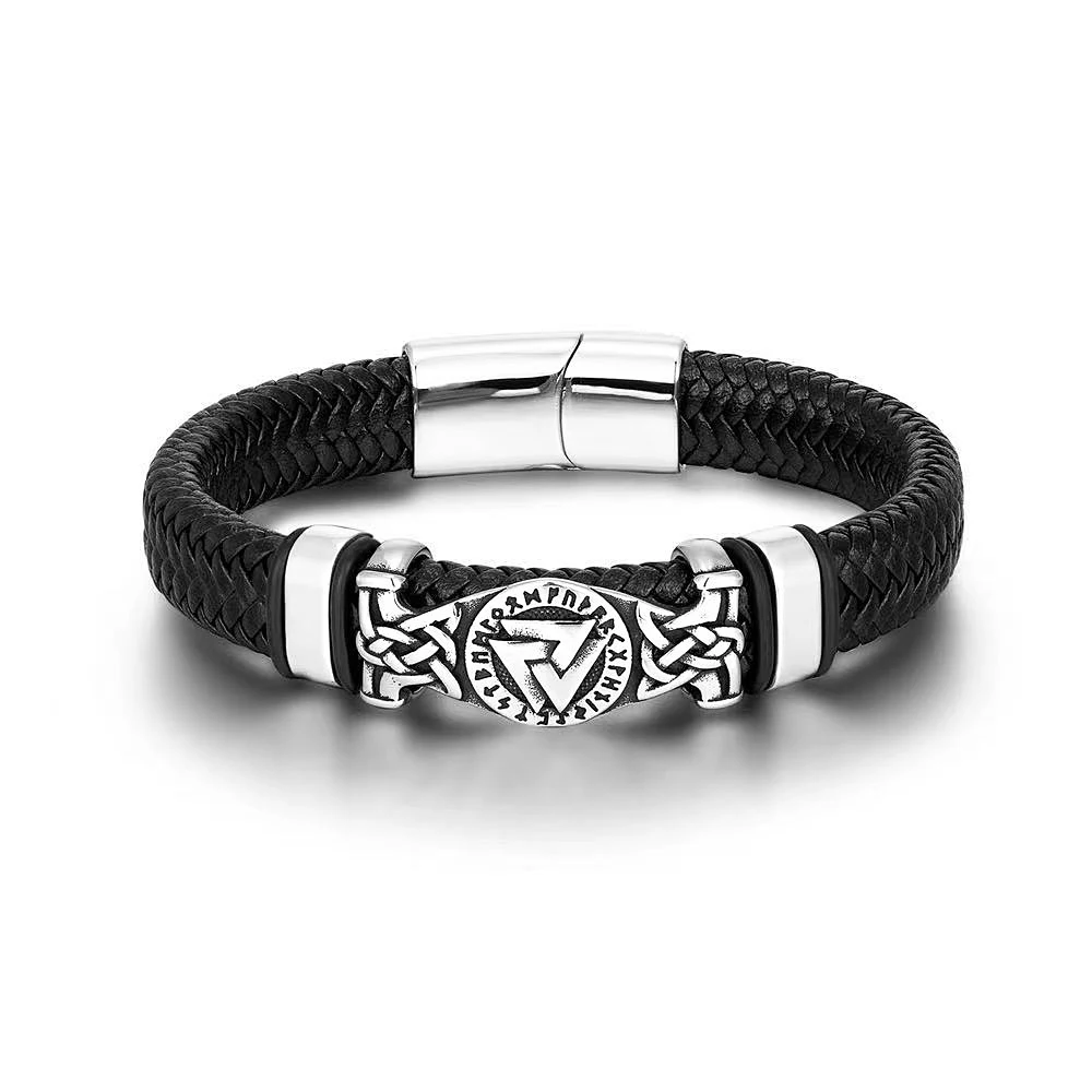 Nordic Viking Celtic Knot Valknut Stainless Steel Bracelets For Men Women Fashion Vikings Leather Bracelet Amulet Jewelry Gifts